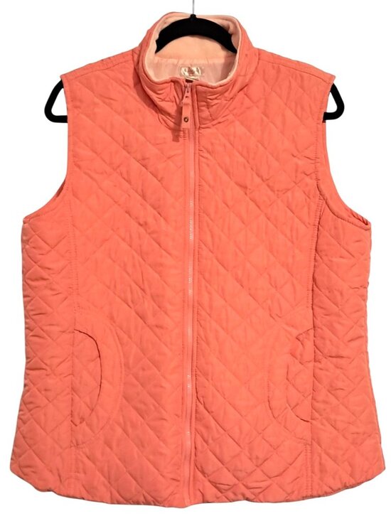 Northcrest Jackets & Blazers - Womens Northcrest Classic Quilted Coral Vest XL Full-Zip Lightweight Sleeveless